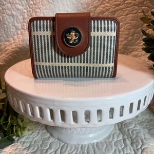 Spartina 449 Brown and Blue and Cream Striped Wallet